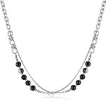 Edelstahl Doppelkette mit Glasperlen