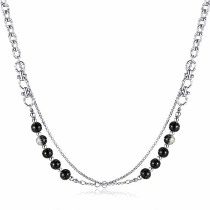 Edelstahl Doppelkette mit Glasperlen – Bild 1