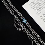 Doppelreihige Halskette mit Blitzanhänger aus Edelstahl – Bild 4