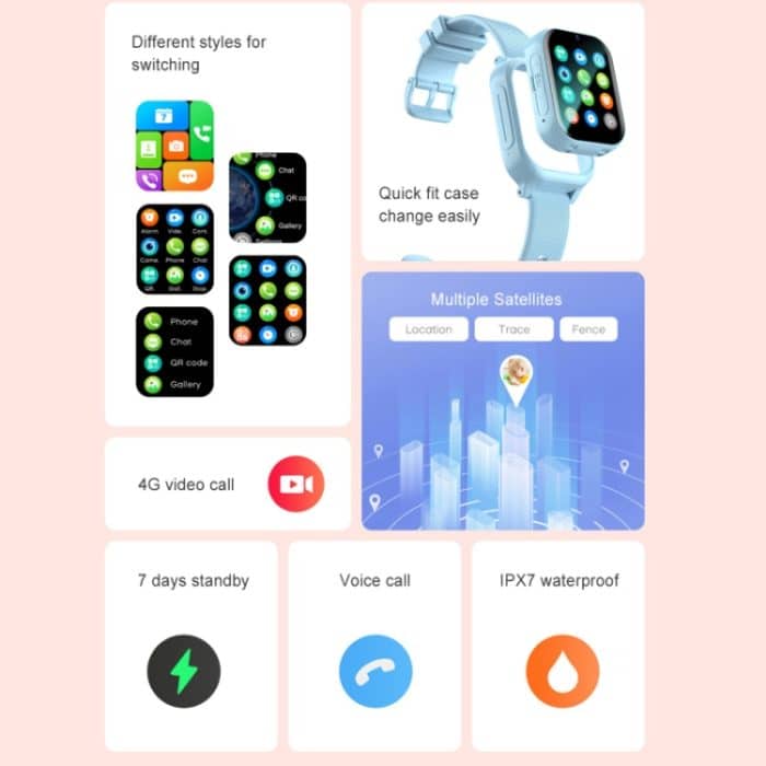 K26H 4G Kindertelefonuhr mit 1,83-Zoll-Touchscreen, Frontkamera, SOS-GPS-Standort – Bild 2