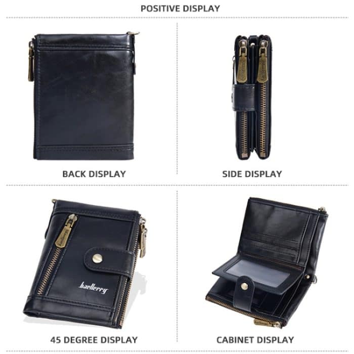 Baellerry D3261 Retro Multi-Kartensteckplatz Doppelreißverschluss Kurze Geldbörse Münzbörse – Bild 10