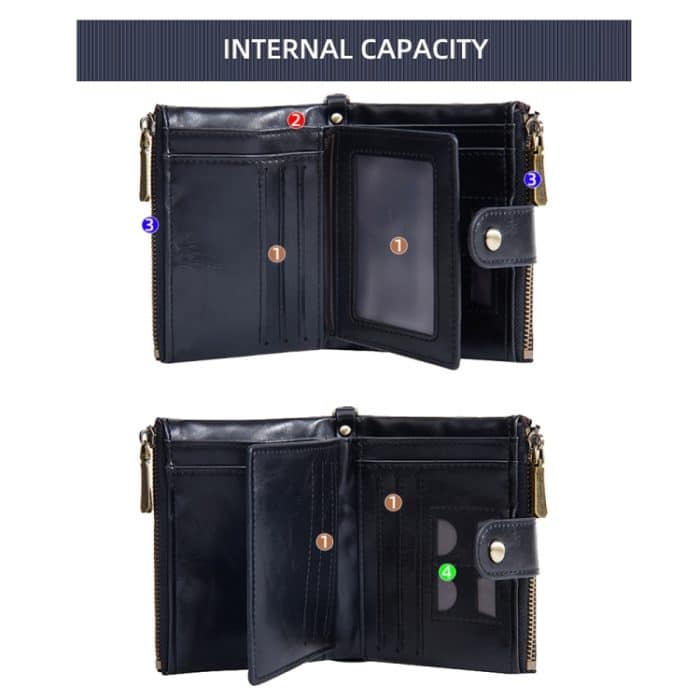 Baellerry D3261 Retro Multi-Kartensteckplatz Doppelreißverschluss Kurze Geldbörse Münzbörse – Bild 4