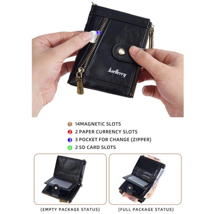 Baellerry D3261 Retro Multi-Kartensteckplatz Doppelreißverschluss Kurze Geldbörse Münzbörse – Bild 5