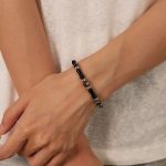 Schlichtes Patchwork-Armband aus Bambus im Tintenstil aus Edelstahl – Bild 6