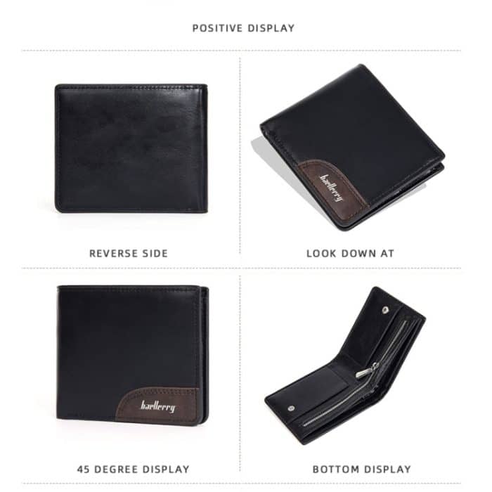 Baellerry D2405 Retro Zweifach gefaltete Herren Geldbörse mit kurzem Reißverschluss – Bild 8