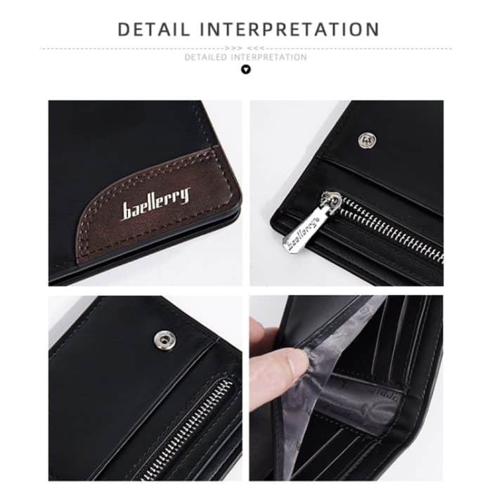 Baellerry D2405 Retro Zweifach gefaltete Herren Geldbörse mit kurzem Reißverschluss – Bild 5