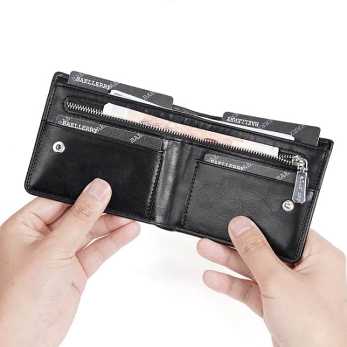 Baellerry D2405 Retro Zweifach gefaltete Herren Geldbörse mit kurzem Reißverschluss – Bild 6