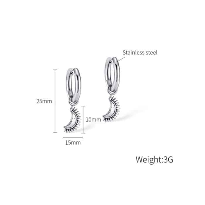 1 Paar personalisierte Vintage Ohrringe aus Edelstahl mit Mondanhänger – Bild 6