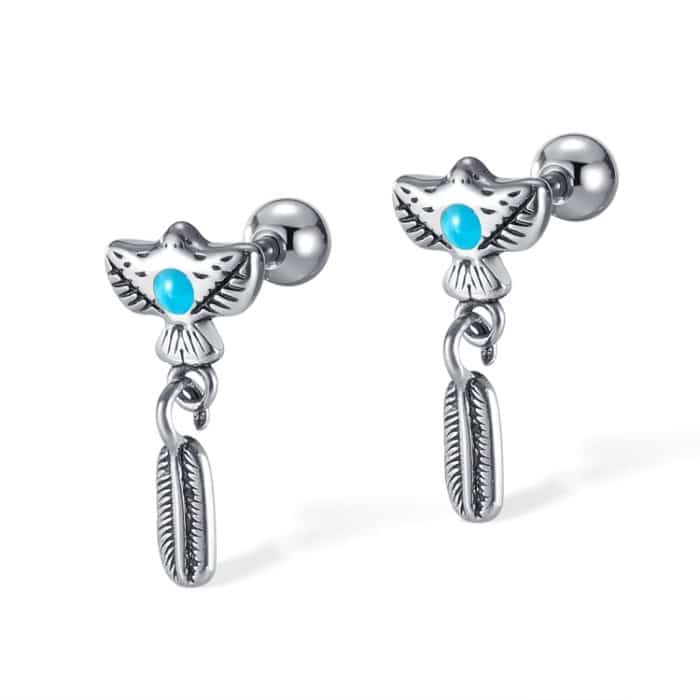 1 Paar Ohrringe aus Edelstahl mit Adlerfedern – Bild 1