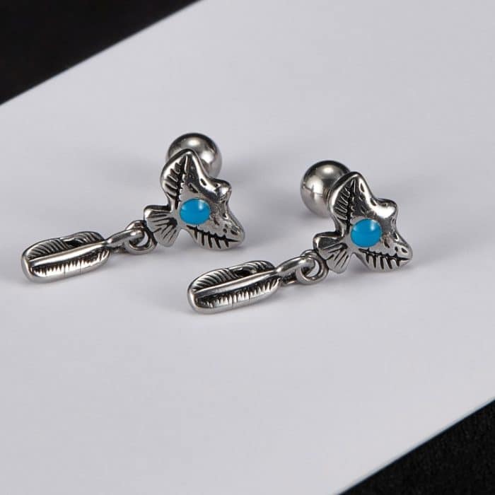 1 Paar Ohrringe aus Edelstahl mit Adlerfedern – Bild 2