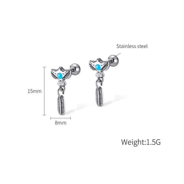 1 Paar Ohrringe aus Edelstahl mit Adlerfedern – Bild 6