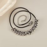 Personalisierte Leder Seil Edelstahl Ring Anhänger Halskette Zubehör – Bild 2