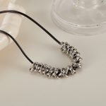 Personalisierte Leder Seil Edelstahl Ring Anhänger Halskette Zubehör – Bild 3