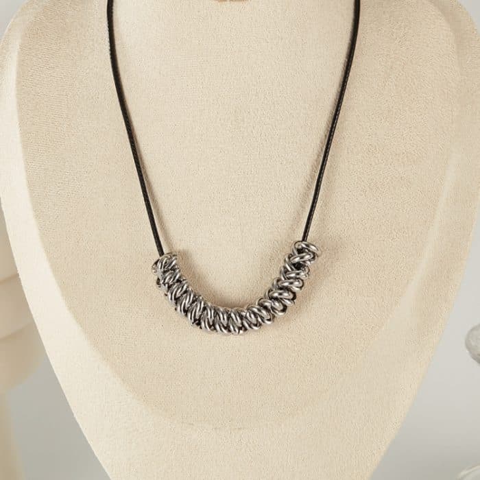 Personalisierte Leder Seil Edelstahl Ring Anhänger Halskette Zubehör – Bild 4