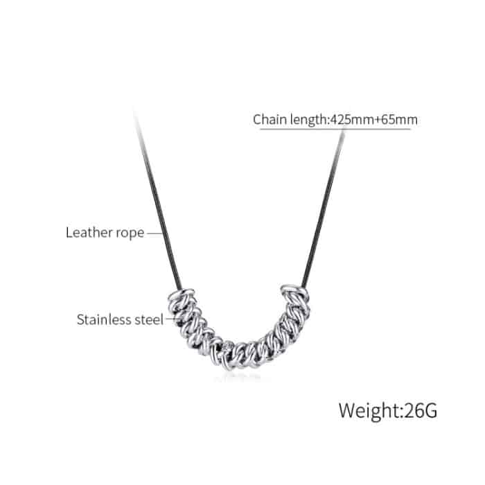 Personalisierte Leder Seil Edelstahl Ring Anhänger Halskette Zubehör – Bild 7