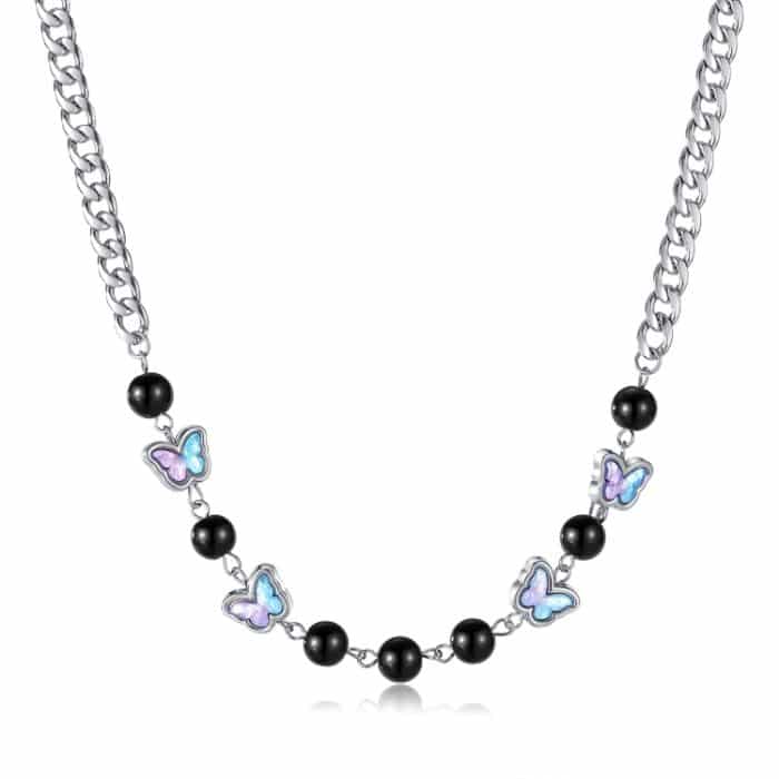 Personalisierte Schmetterlingslegierung Anhänger Einfache Edelstahl Halskette – Bild 1