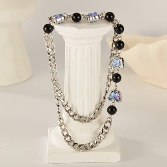 Personalisierte Schmetterlingslegierung Anhänger Einfache Edelstahl Halskette – Bild 2