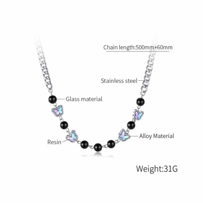 Personalisierte Schmetterlingslegierung Anhänger Einfache Edelstahl Halskette – Bild 8