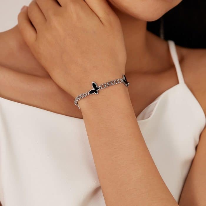 Cooles Armband aus Edelstahl mit Schmetterlingsmotiv aus Acryl – Bild 6