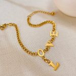 OPK GS1565 Exquisites kompaktes Liebesbrief-Edelstahl-einfaches Armband – Bild 3