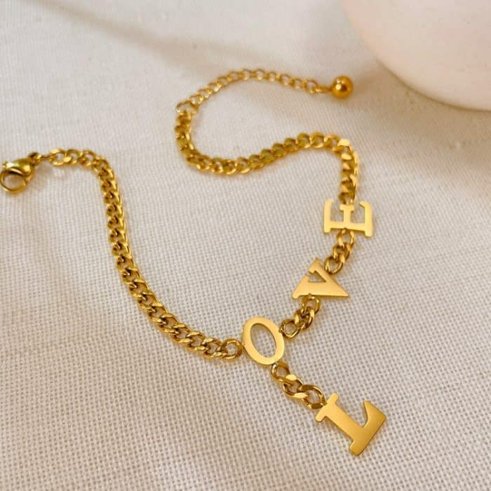 OPK GS1565 Exquisites kompaktes Liebesbrief-Edelstahl-einfaches Armband – Bild 3