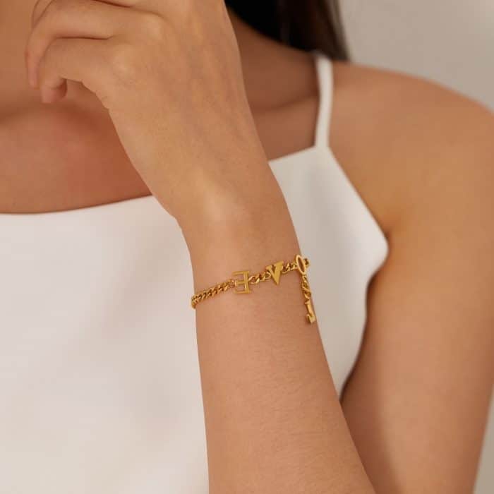 OPK GS1565 Exquisites kompaktes Liebesbrief-Edelstahl-einfaches Armband – Bild 5