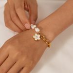 OPK GS1564 Perlenarmband mit Blumenanhänger aus Edelstahl – Bild 5