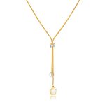 Schlichte Halskette mit Quaste und Blumenperlenanhänger aus Edelstahl