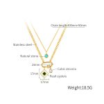 Doppellagige Halskette mit quadratischem Anhänger aus Edelstahl – Bild 7