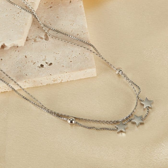 OPK GX2432 Halskette mit doppelt gestapeltem Pentagramm aus Edelstahl – Bild 5