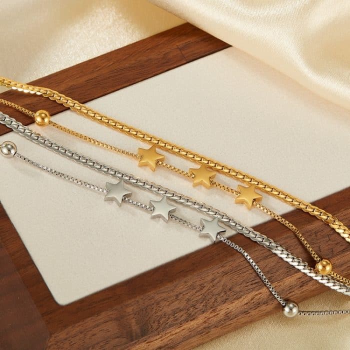 OPK GX2432 Halskette mit doppelt gestapeltem Pentagramm aus Edelstahl – Bild 2