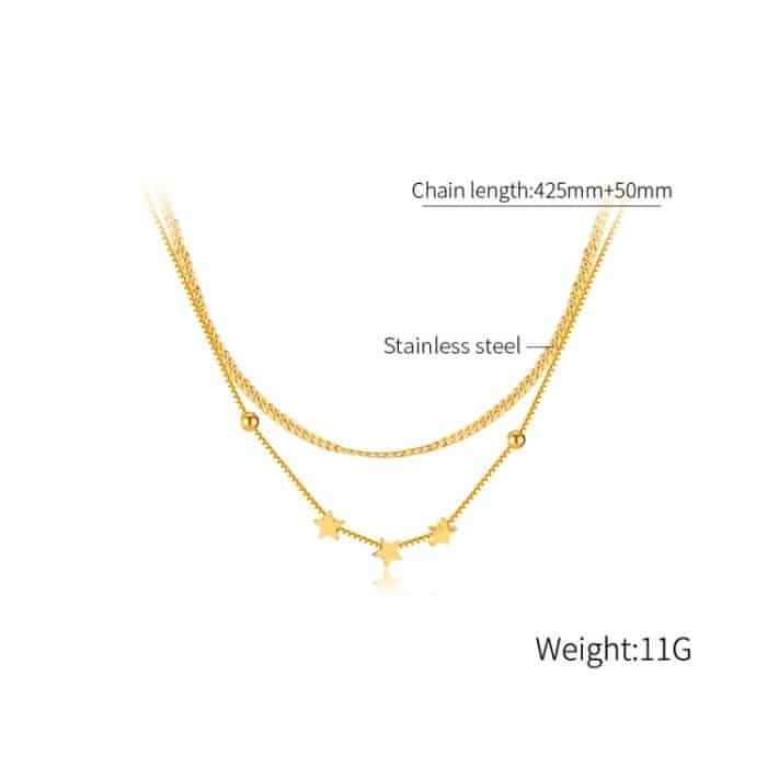 OPK GX2432 Halskette mit doppelt gestapeltem Pentagramm aus Edelstahl – Bild 3