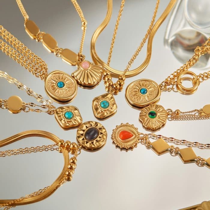 Vintage Temperament Edelstahl Geometrische Halskette – Bild 4