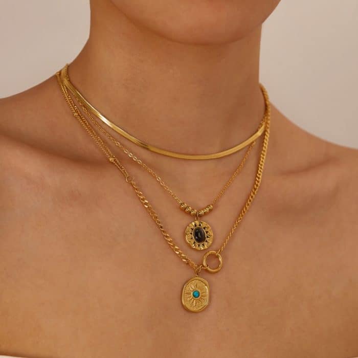 Vintage Temperament Edelstahl Geometrische Halskette – Bild 6