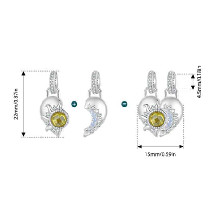 S925 Sterling Silber DIY Abnehmbarer Sonne Mond Herz Anhänger – Bild 4