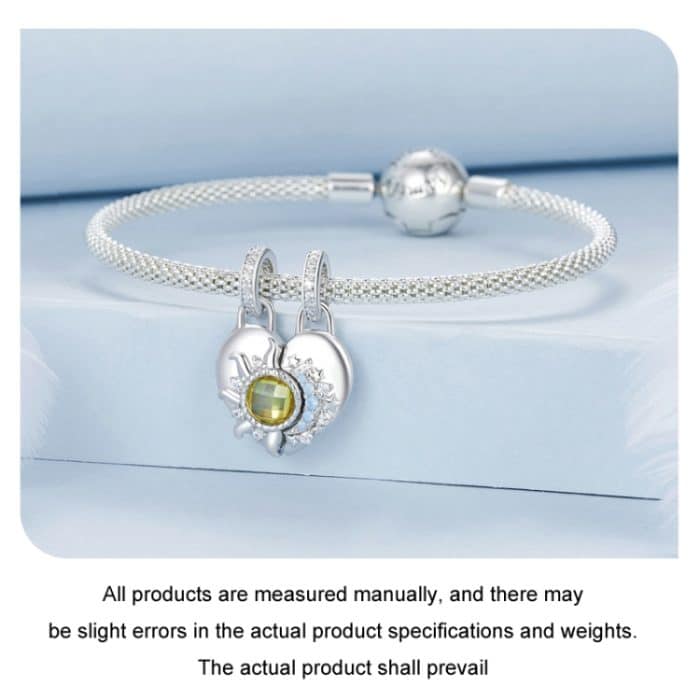 S925 Sterling Silber DIY Abnehmbarer Sonne Mond Herz Anhänger – Bild 6