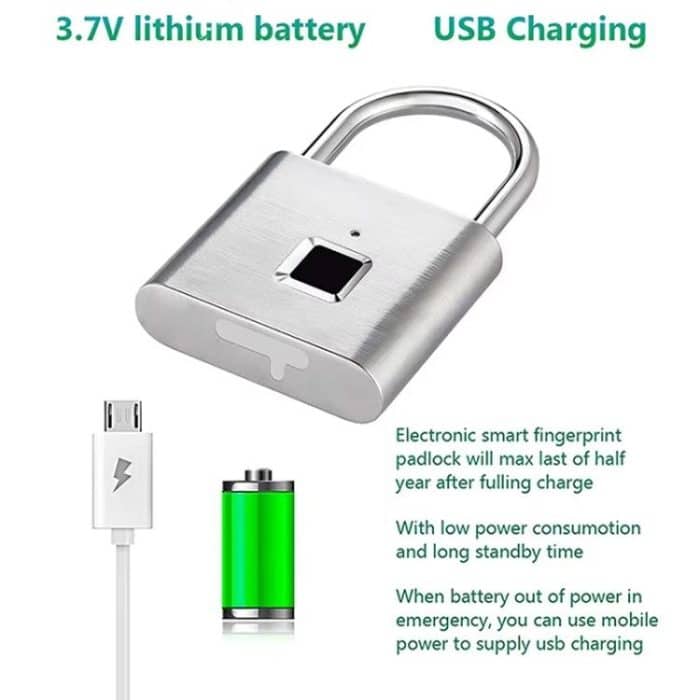 Locstar C85 Smart Fingerprint Wiederaufladbare Vorhängeschloss Wasserdicht Morse Code Notfall Entriegelung – Bild 5