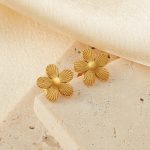 OPK GE941 1 paar Vintage Edelstahl Blume Ohrringe – Bild 2