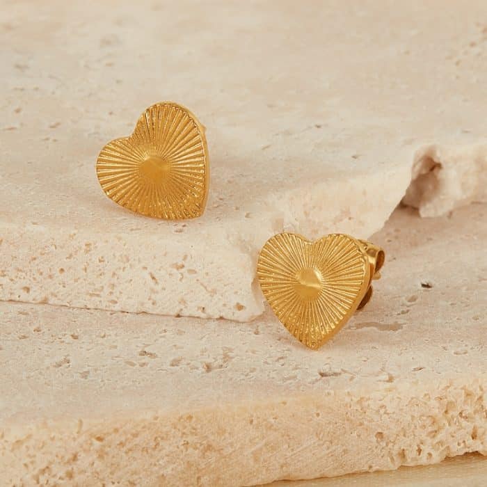 TBD06051713_B1.jpg OPK GE940 1 paar Vintage Edelstahl Pfirsich Herz Streifen Ohrringe – Bild 2