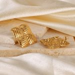 1 Paar Vintage Ohrringe aus Edelstahl mit geometrischem Streifenmuster – Bild 3