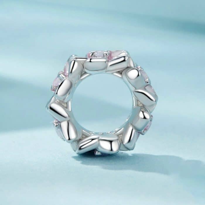 S925 Sterling Silber Farbverlauf Kirschblüte DIY Spacer Perlen – Bild 2