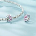 S925 Sterling Silber Farbverlauf Kirschblüte DIY Spacer Perlen – Bild 3