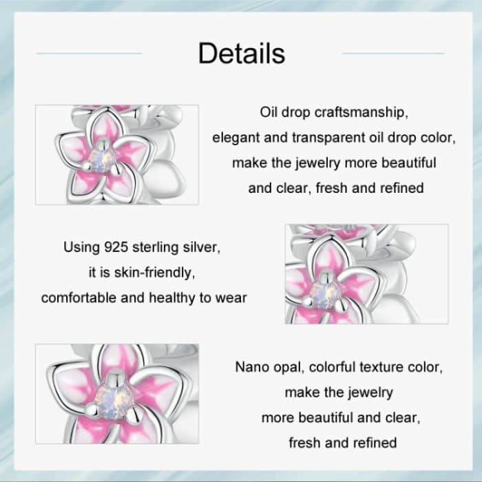 S925 Sterling Silber Farbverlauf Kirschblüte DIY Spacer Perlen – Bild 4