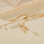 Vintage Hohl Schmetterling Quaste Perle Anhänger Edelstahl Halskette – Bild 3