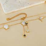 OPK GX2439 Edelstahl Schmetterling Blume Quaste Anhänger Knochen Kette – Bild 4