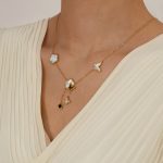 OPK GX2439 Edelstahl Schmetterling Blume Quaste Anhänger Knochen Kette – Bild 5