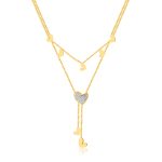 OPK GX2438 Halskette mit Herzanhänger und gestapelten Quasten aus Edelstahl