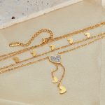 OPK GX2438 Halskette mit Herzanhänger und gestapelten Quasten aus Edelstahl – Bild 3