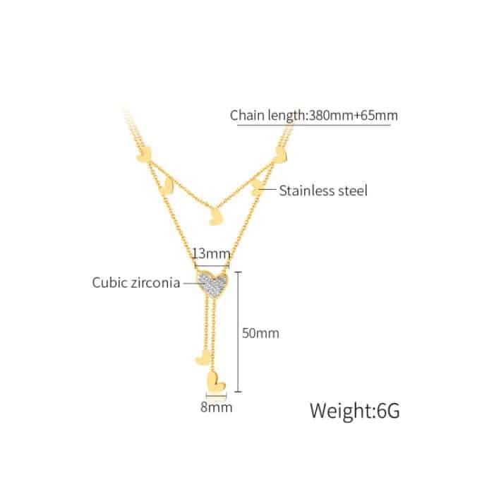 OPK GX2438 Halskette mit Herzanhänger und gestapelten Quasten aus Edelstahl – Bild 6