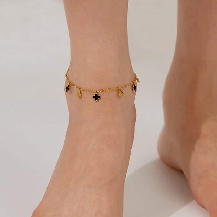 OPK GZ197 Einfache Fußkettchen aus Edelstahl mit geometrischem Kreuz – Bild 4